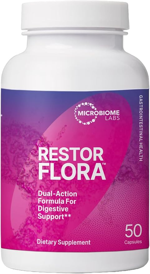 Microbiome Labs Restorflora - Probiotic Supplement with 7 Billion CFU for Gut Health (50 Capsules)